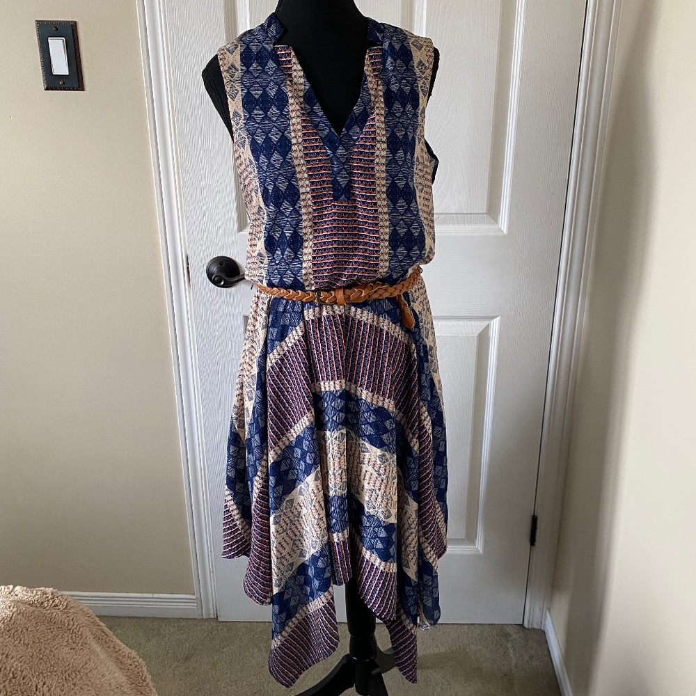 Ricki's Blue and Cream Asymmetrical Dress